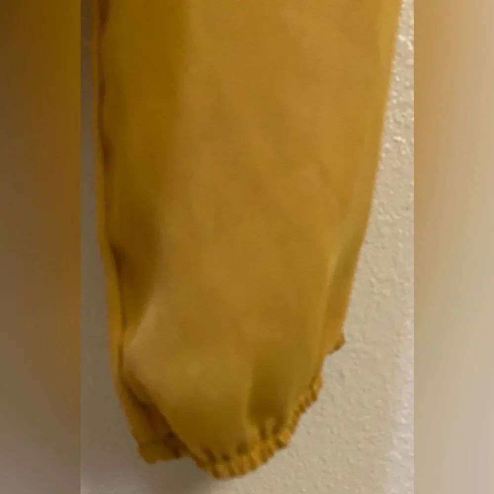 Gypsies & Moondust Mustard Ruffle Tiered Sheer Blouse Women's Sz L